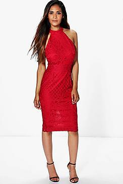 Boohoo Lani Lace Panel Sleeveless Midi Dress