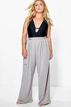 Boohoo Plus Tie Waist Wide Leg Trouser