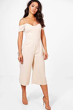 Boohoo Laura Off The Shoulder Culotte Jumpsuit