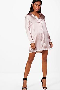 Boohoo Woven Satin Shift Dress