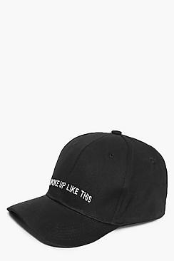 Boohoo I Woke Up Like This Slogan Cap