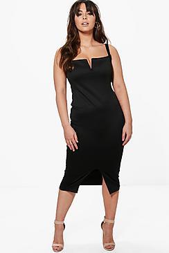 Boohoo Plus Split Front Midi Dress