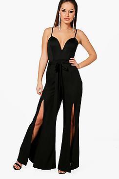 Boohoo Petite Hannah Split Front High Waisted Trouser