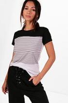 Boohoo Petite Emma Colour Block Stripe T-shirt