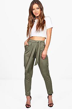 Boohoo Petite Side Pocket Tie Waist Trouser