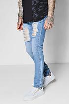 Boohoo Skinny Fit Rigid Jeans With Thigh Rips