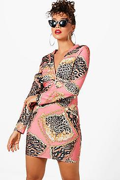 Boohoo Kassie Wrap Scarf Print Bodycon Dress