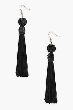 Boohoo Hannah Bearded Top Tassel Earrings