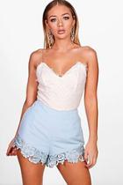 Boohoo Crochet Shirred Waist Shorts