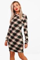 Boohoo Frankie Checked Brushed Knit Bodycon Dress