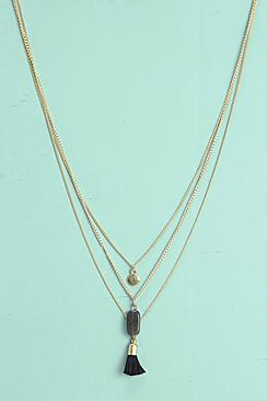 Boohoo Ava Layered Tassel And Bead Necklace