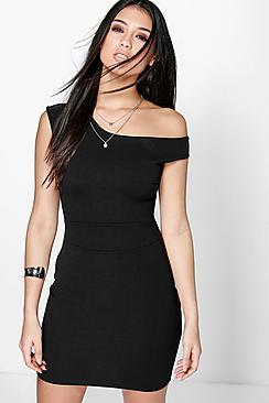 Boohoo Frey Off The Shoulder Tie Waist Bodycon Dress