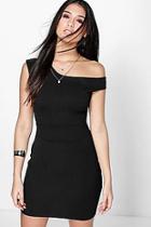 Boohoo Frey Off The Shoulder Tie Waist Bodycon Dress