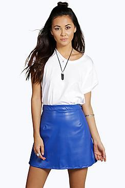 Boohoo Luna Faux Leather A Line Mini Skirt