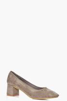 Boohoo Victoria High Vamp Block Heel Ballet Grey