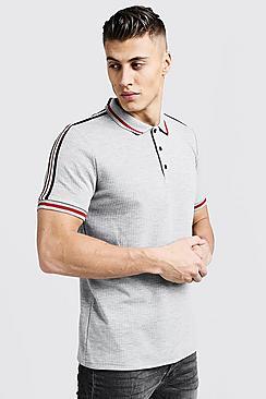 Boohoo Jacquard Polo With Tape Detail