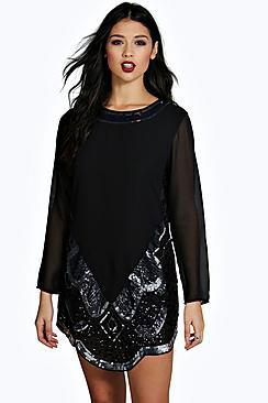Boohoo Boutique Ana Embellished Hem Detail Shift Dress