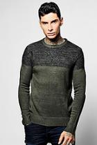 Boohoo Crew Neck Jumper With Contrast Space Dye