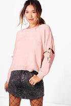Boohoo Rebecca Lace Up Detail Chenille Jumper