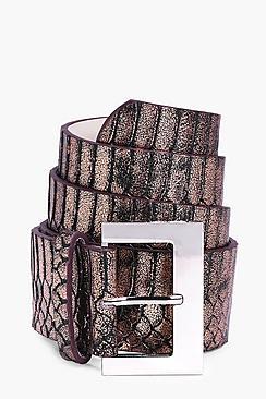 Boohoo Harriet Metallic Faux Snake Boyfriend Belt