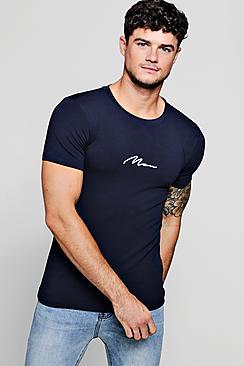 Boohoo Man Sketch Embroidered Muscle Fit T-shirt