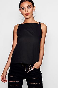 Boohoo Petite Amelia Square Neck Linen Cami