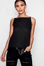 Boohoo Petite Amelia Square Neck Linen Cami