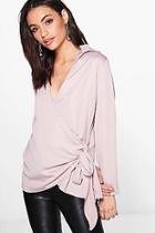 Boohoo Dee Tie Side Premium Work Shirt