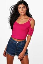 Boohoo Alicia Basic Cold Shoulder Crop