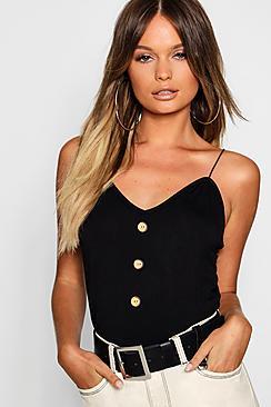 Boohoo V Front Horn Button Cami