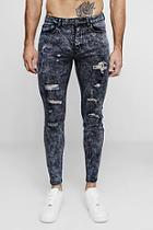 Boohoo Super Skinny Acid Wash Ripped Jeans