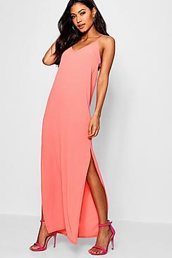 Boohoo Plunge Floor Sweeping Maxi Dress