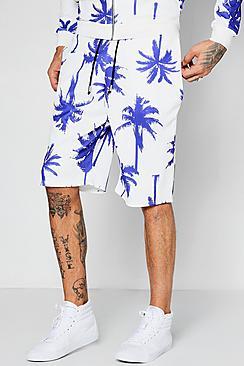 Boohoo Large Palm Print Scuba Long Short