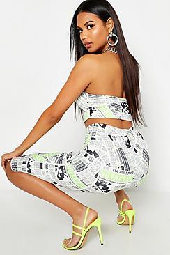 Boohoo Newspaper Print Slinky Cycling Shorts