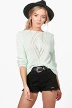 Boohoo Emma Fine Knit Cable Design Jumper Mint