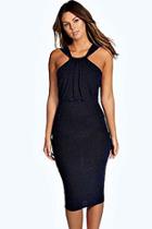 Boohoo Liana Metallic Ruched Top Bodycon Midi Dress