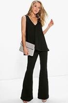 Boohoo Ivy Swing Top & Flared Trousers Co-ord Set