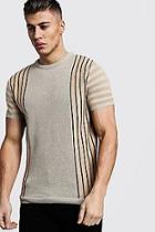 Boohoo Vertical Stripe Contrast Knitted T-shirt