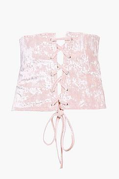 Boohoo Lilly Velvet Corset Waist Belt