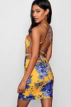 Boohoo Emily Floral Strappy Back Bodycon Dress