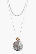 Boohoo Tia Crystal & Round Charm Layered Necklace Silver