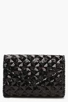 Boohoo Sequin Quilt Structured Clutch And Chain