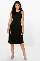 Boohoo Silvia Sleeveless Pleat Detail Midi Dress Black