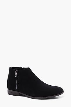 Boohoo Faux Suede Zip Boot