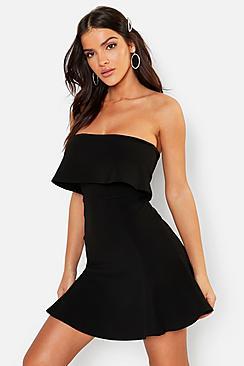 Boohoo Bandeau Flippy Skirt Mini Dress