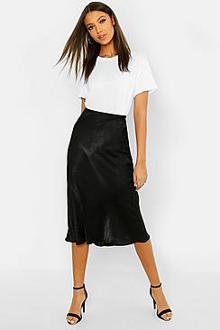 Boohoo Tall Bias Cut Satin Midi Skirt