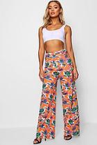 Boohoo Kelly 80's Print Crepe Wide Leg Trouser