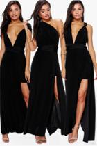 Boohoo Marjorie Multiway Side Split Skirt Maxi Dress Black