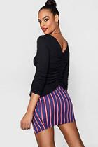 Boohoo Lucy Rib Long Sleeve Ruched Back Top