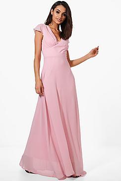 Boohoo Boutique Chiffon Cap Sleeve Maxi Dress
